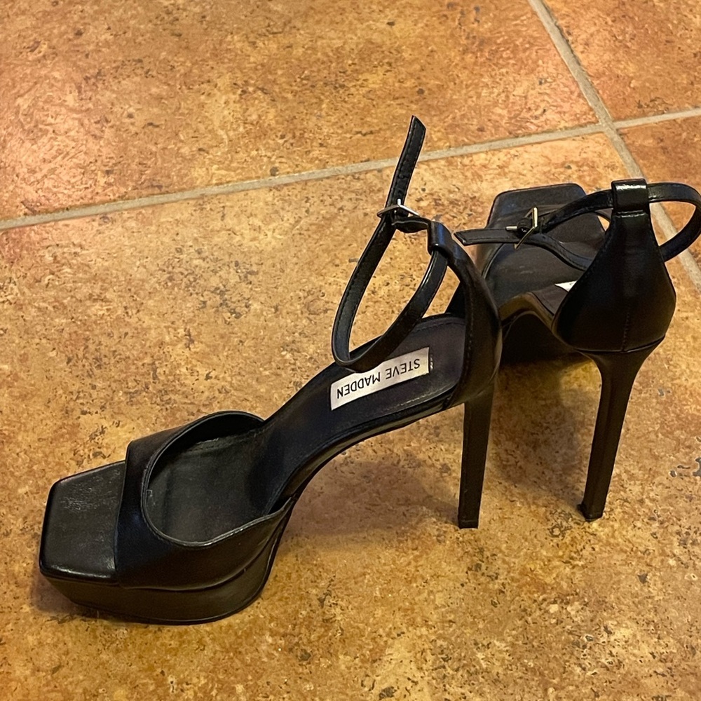 Steve Madden Black Ankle Strap Heels